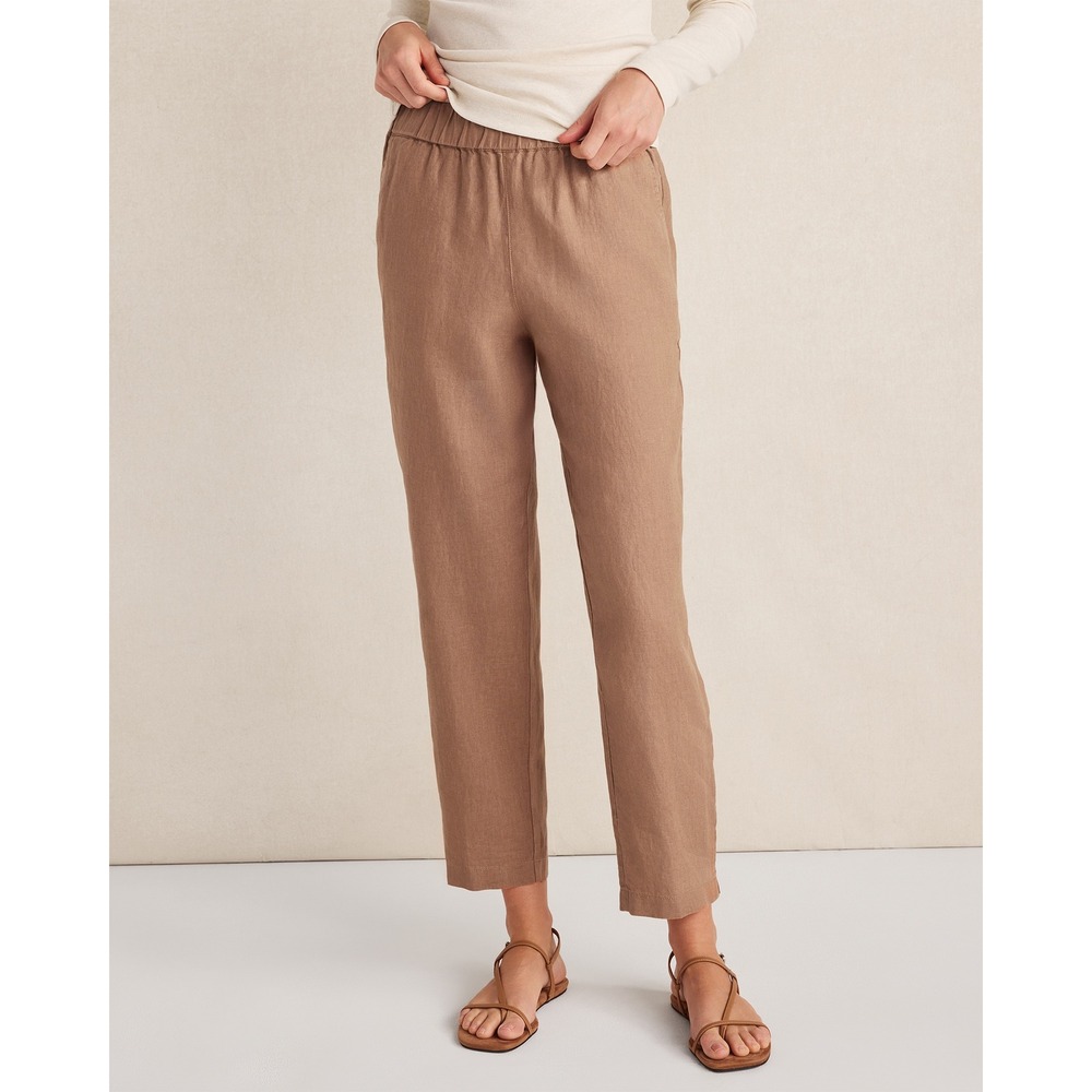 Haven Well Within Pants Linen Pull On Camel Tan Brown Elastic Waist size XL